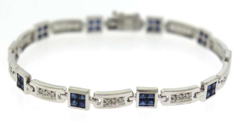 Wonderful Sapphire and Diamond Link Bracelet