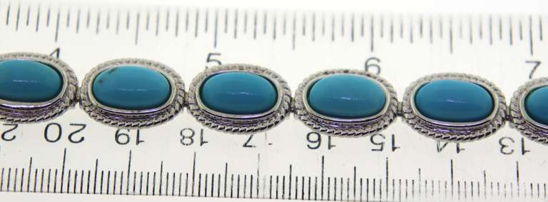 Sterling Silver Oval Turquoise Link Bracelet
