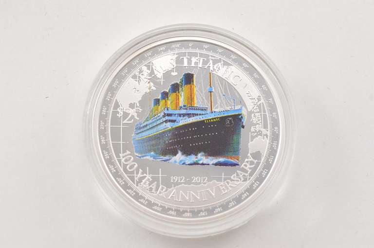 2012 Niue $2 R.M.S. Titanic 1 T Oz .999 Silver Colored Proof - Box