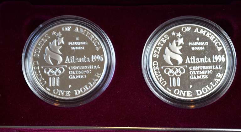 1996 Olympic 2 Coin $ Set Row & High Jump