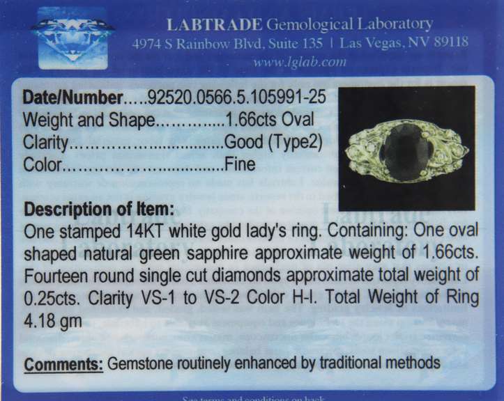 Dazzling Vintage Oval Green Sapp & Diamond Ring
