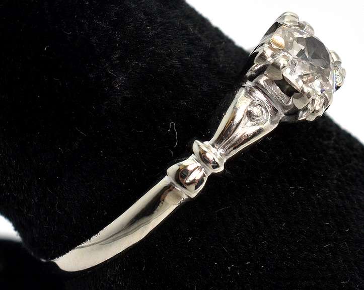 Gorgeous Vintage 1/2CT Mine-Cut Diamond Solitaire Ring in White Gold