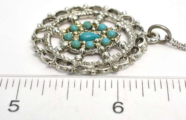 Vintage Sterling Silver Turquoise Necklace