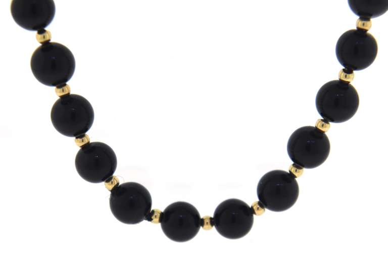 Black Onyx and Gold Beaded Necklace