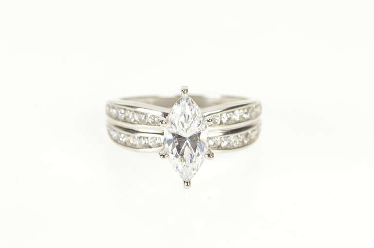 14K White Gold Marquise Cubic Zirconia Travel Engagement Ring