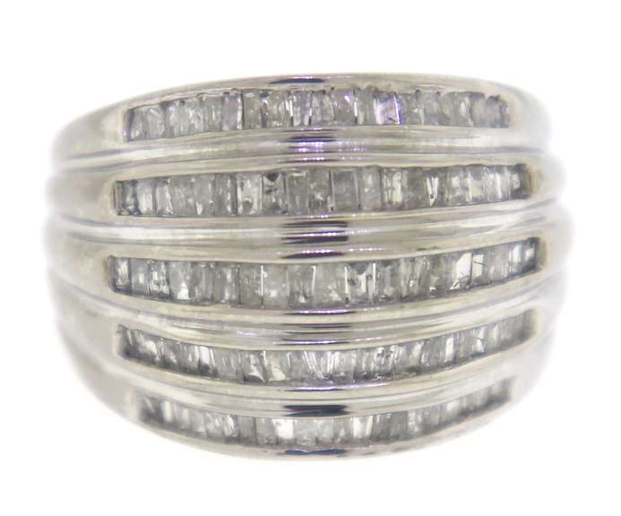 Dazzling White Gold Baguette Diamond Wide Ring