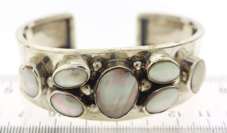Nakai Navajo Sterling Silver Mop Cuff Bracelet