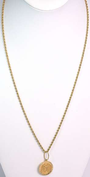 St Christopher Necklace in 14KT Yellow Gold