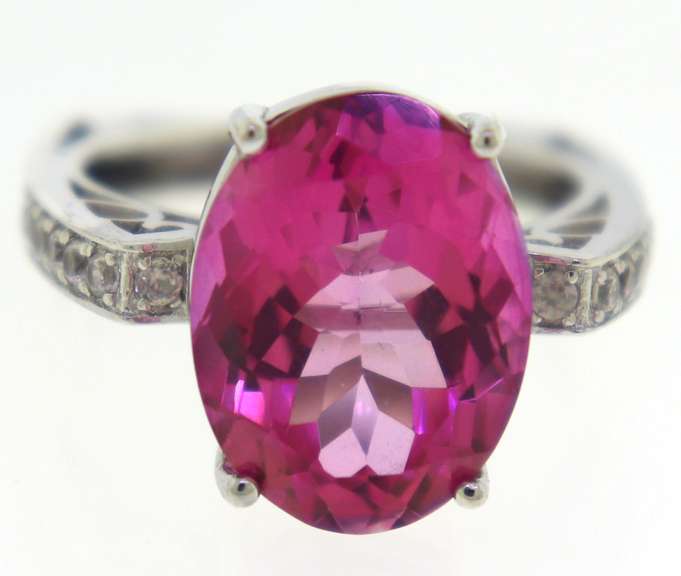 Sterling Silver Big Oval Pink Spinel