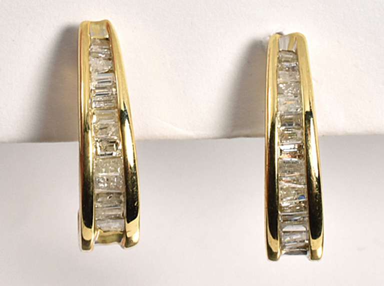 J Hoop Baguette Diamond Earrings