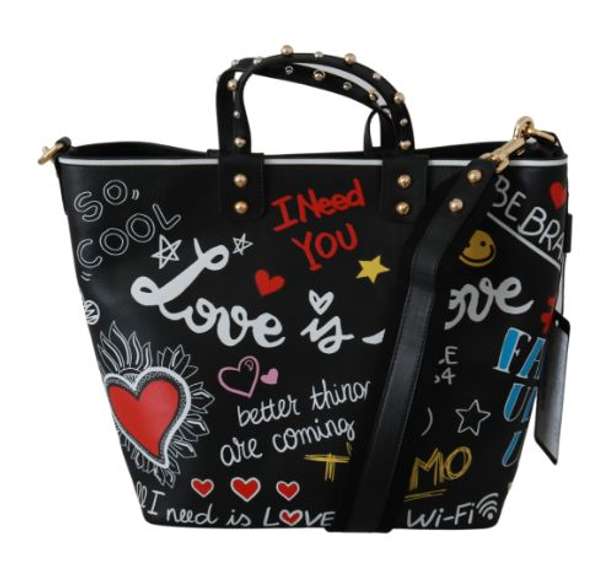 DOLCE & GABBANA  Black L’Amore E’Belleza Tote Borse Leather BEATRICE Bag
