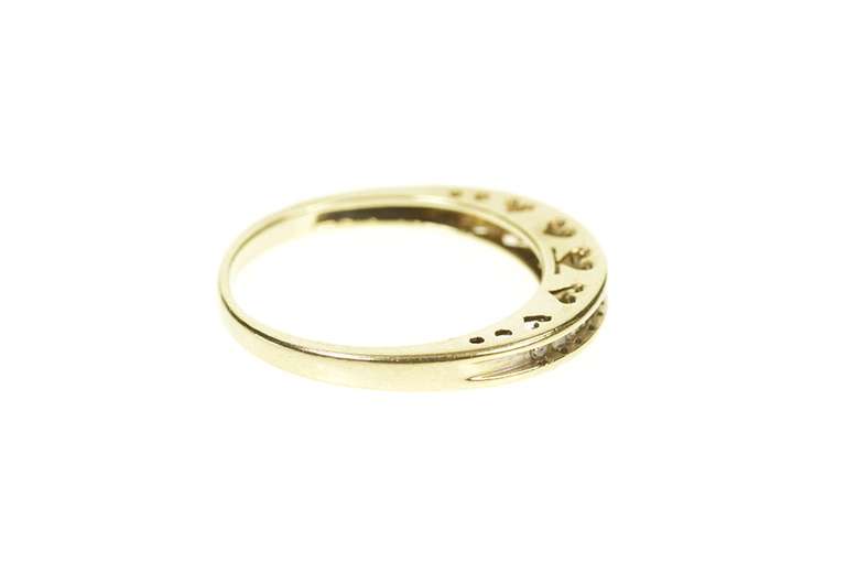 10K Yellow Gold Diamond Channel Heart Pattern Wedding Band Ring