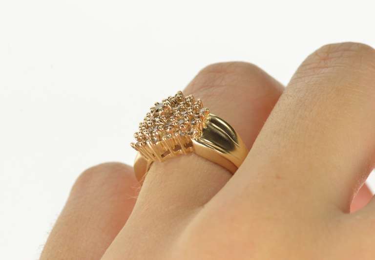10K Yellow Gold Light Brown Diamond Cluster Statement Ring