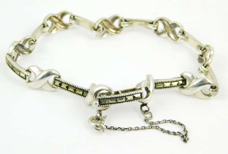 Sterling Marcasite Infinity Bracelet