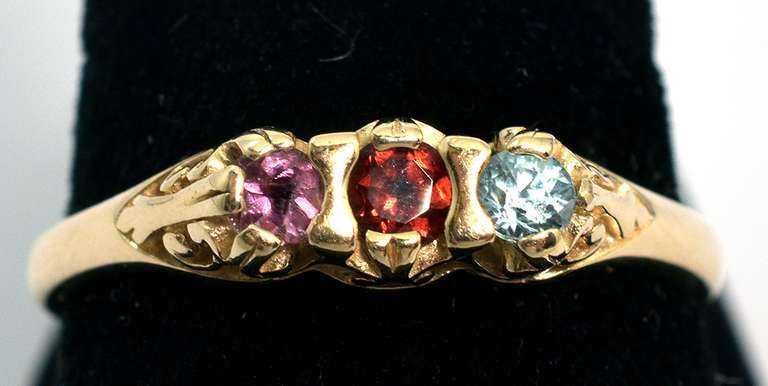 Sweet Garnet, Tourmaline & Topaz Ring in 14KT Yellow Gold