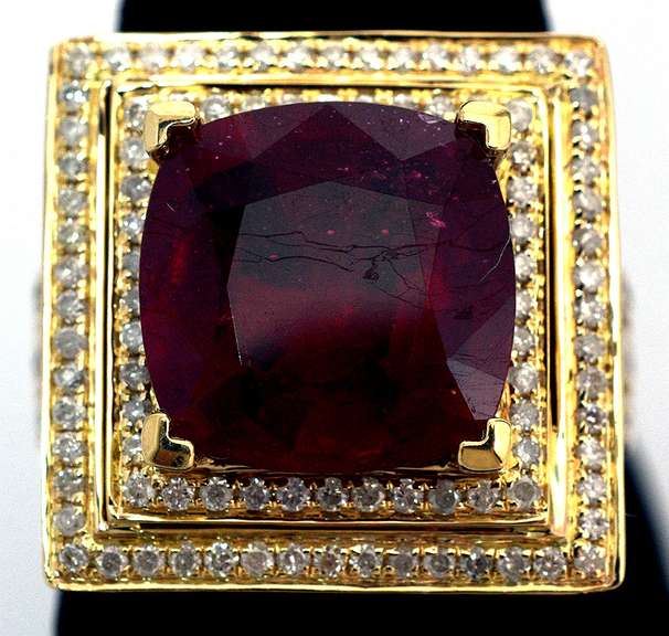 14K Yellow Gold Ruby & Diamond Ring