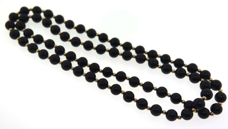 Black Onyx and Gold Beaded Necklace