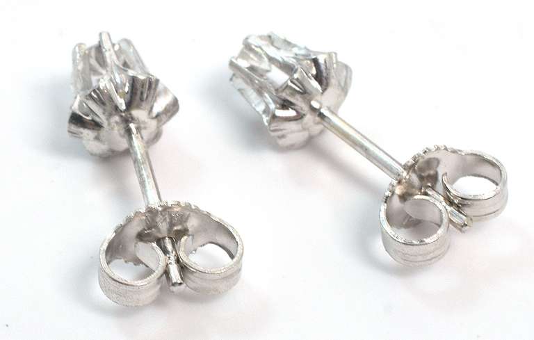 Dainty White Sapphire Earrings in 14KT White Gold