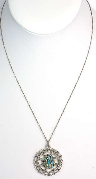 Vintage Sterling Silver Turquoise Necklace