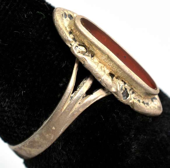 Vintage Sterling Silver Amber Ring
