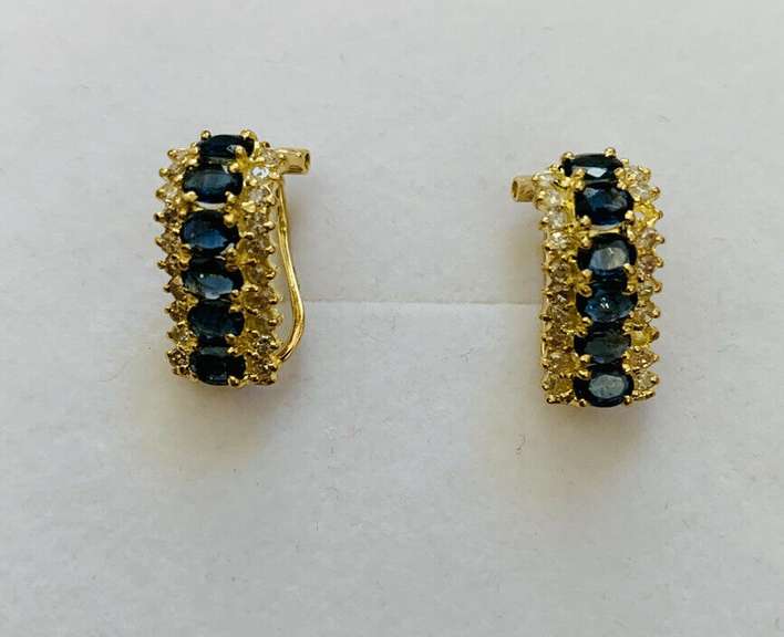 14kt Gold Sapphire & Diamond Earrings