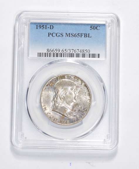 MS65 FBL 1951-D Franklin Half Dollar - Graded PCGS