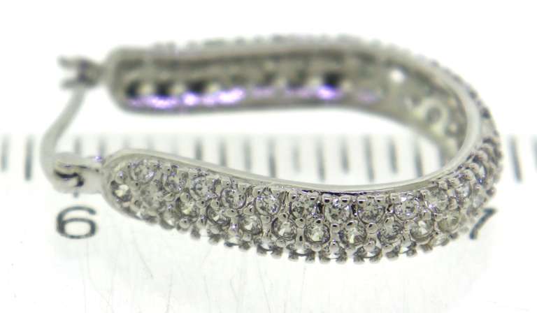 Sterling Silver Oval Crystal Hoop