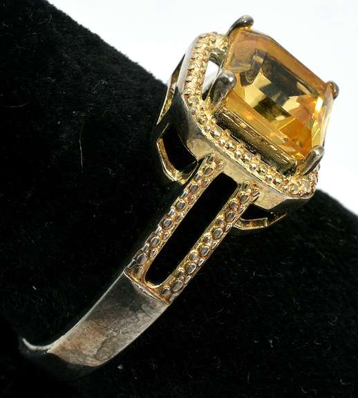 Sterling Silver Vermeil CZ Cocktail Ring