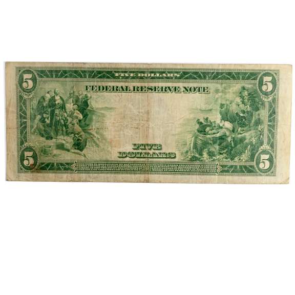 $ 5 Series Of 1914 Lincoln Dallas Federal Reserve Note