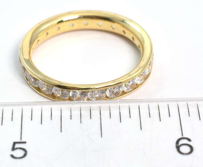 Glittering CZ Eternity Band in 14KT Yellow Gold