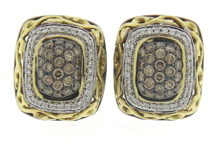 Charles Krypell Chocolate Diamond Pave Earrings