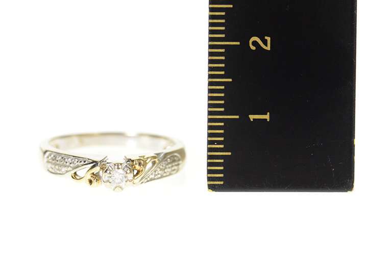 10K White Gold Diamond Inset Two Tone Classic Promise Ring