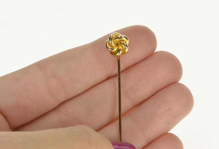 10K Yellow Gold Retro Puffy Knot Twist Spiral Stick Pin