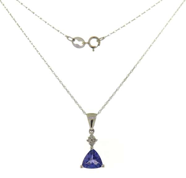 Fabulous Trillion Tanzanite & Diamond Cluster Necklace
