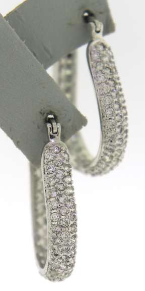Sterling Silver Oval Crystal Hoop