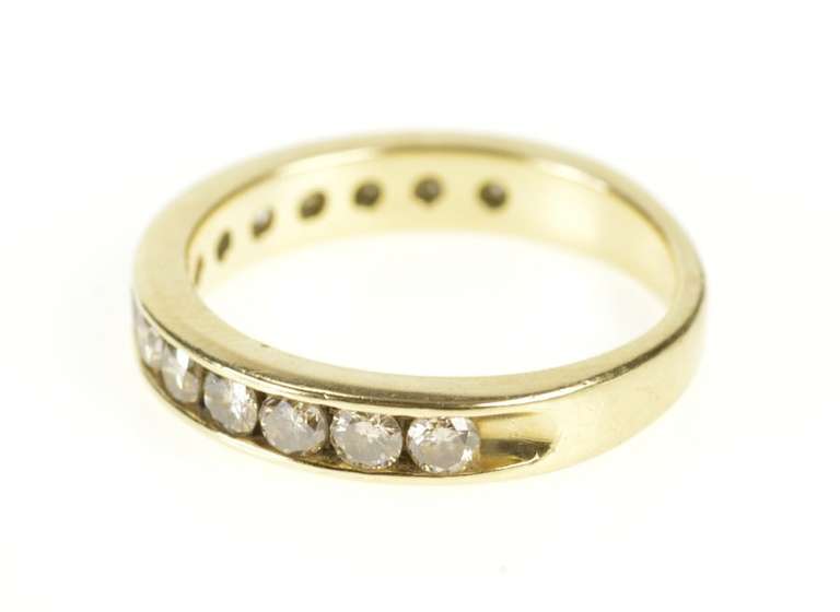 10K Yellow Gold Channel Inset Classic Diamond Wedding Band Ring