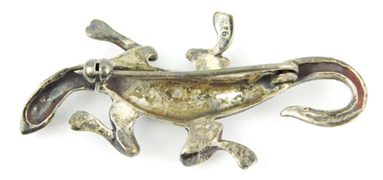 Vintage Sterling Salamander Marcasite Pin