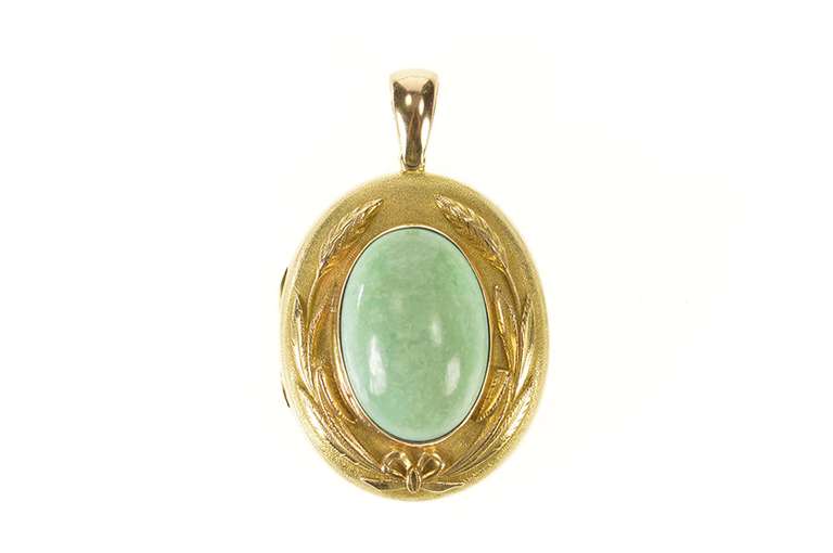 14K Yellow Gold 1960's Ornate Turquoise Photo Picture Locket Pendant