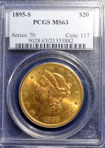 1895-S Twenty Dollar Gold PCGS MS63