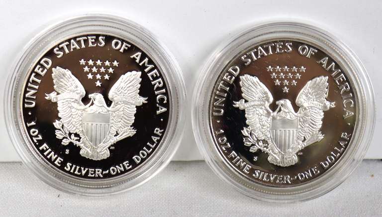 1986 S &1987 S Proof Silver Eagles With Boxs And Papers