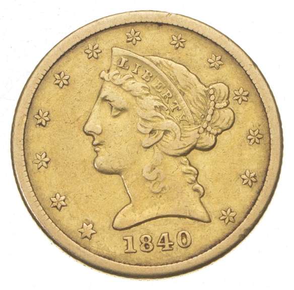 1840 $5.00 Liberty Head Gold Half Eagle