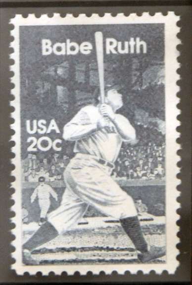Vintage Babe Ruth Photograph With 1983 Ruth Stamp