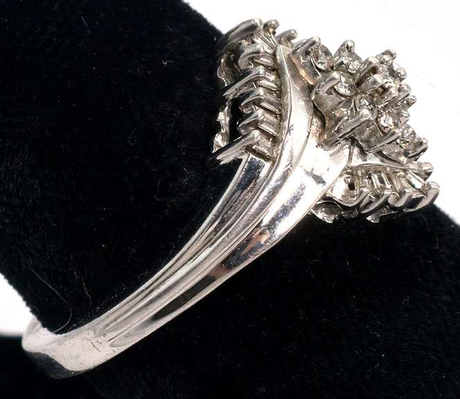 Sterling Silver Diamond  Cocktail Ring