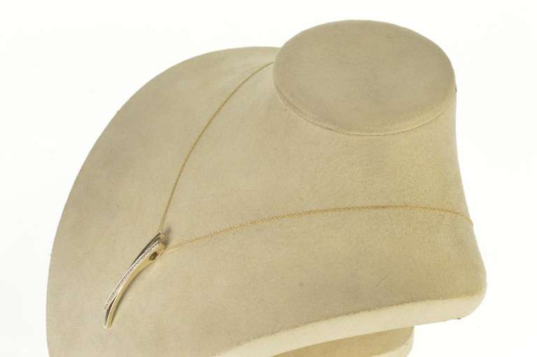 14K Yellow Gold Diamond Inset Criss Cross Bar Statement Pendant