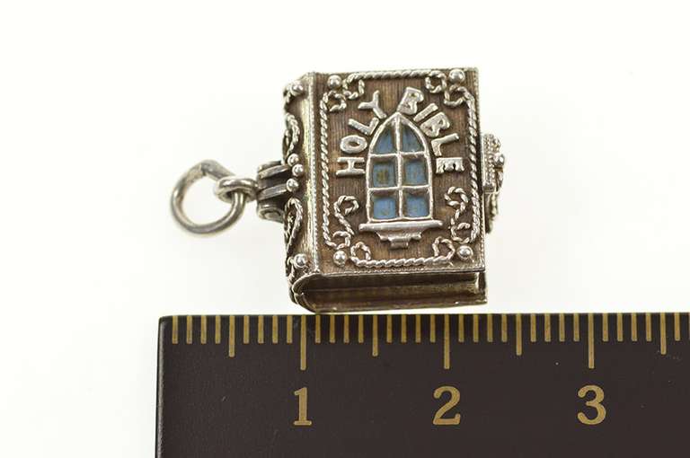 Sterling Silver 3D Bible Virgin Mother Jesus Articulated Charm/Pendant