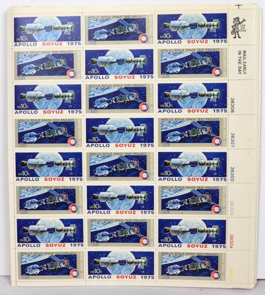 Appx 50 1975 Apollo Soyuz 10 Cent Full Gum Sheets of $ 24