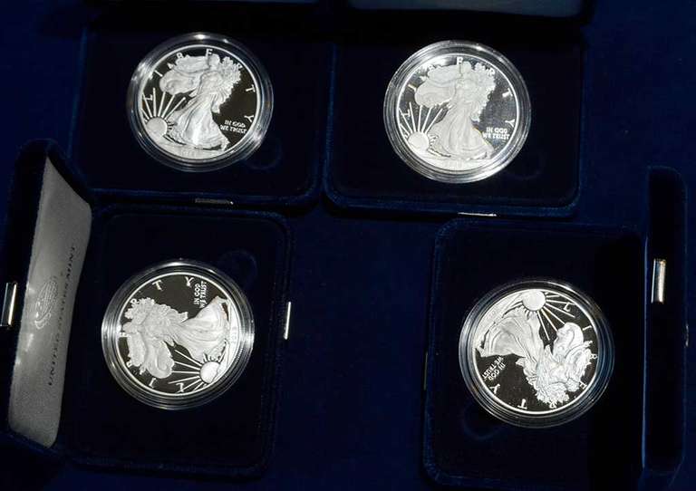 Lot of 4  Proof Silver Eagles 2015,2017,2018-2019 OGP