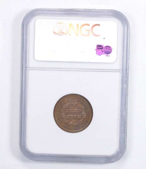 MS64 BN 1851 Braided Hair Half Cent - C-1 - Graded NGC