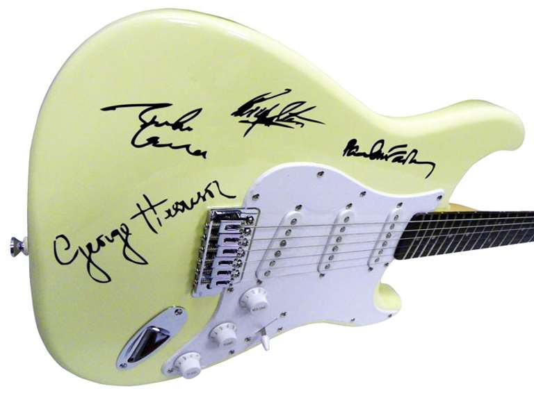 The Beatles Signed Facsimile Guitar Paul Mccartney John Lennon ++