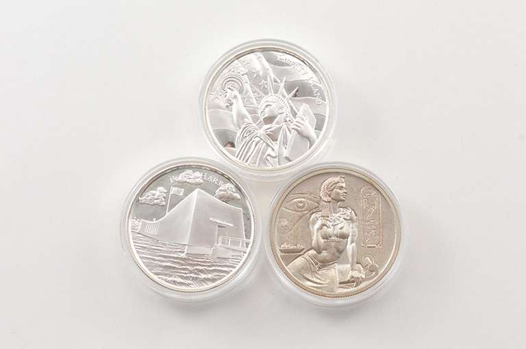 (2) American Landmarks - (1) Egypt - 2 Oz .999 Silver 3 Coin Set - Box